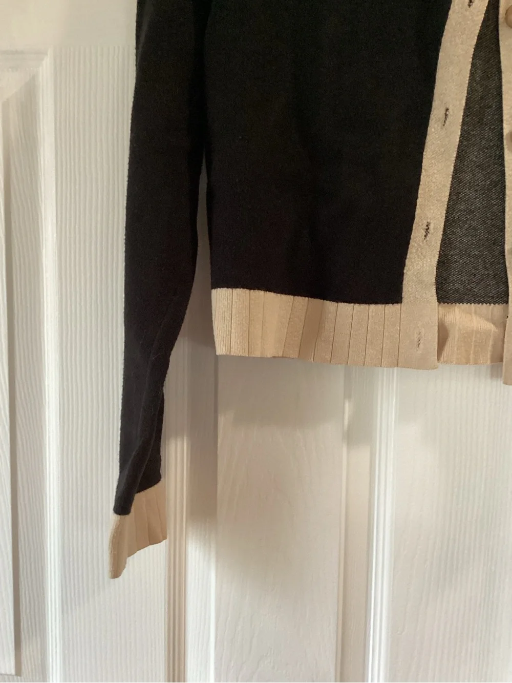 Source Unknown Black Cardigan with Cream Trim